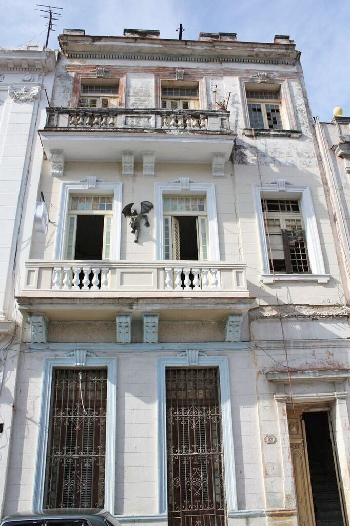 The front facade of the building where La Gargola Guesthouse is located in Old Havana, Cuba