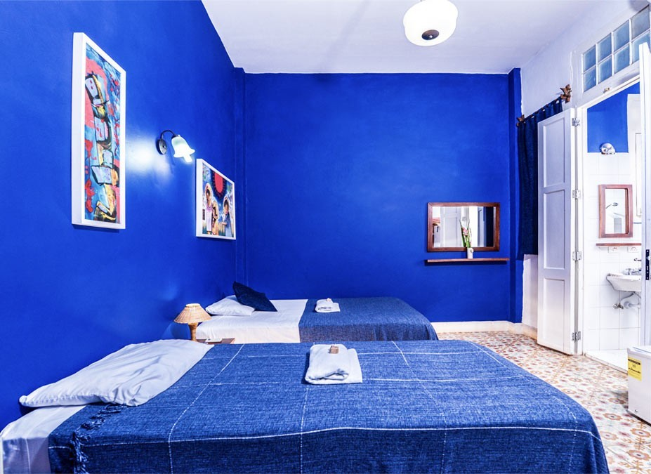 The Blue room in La Gargola guesthouse in Havana, Cuba