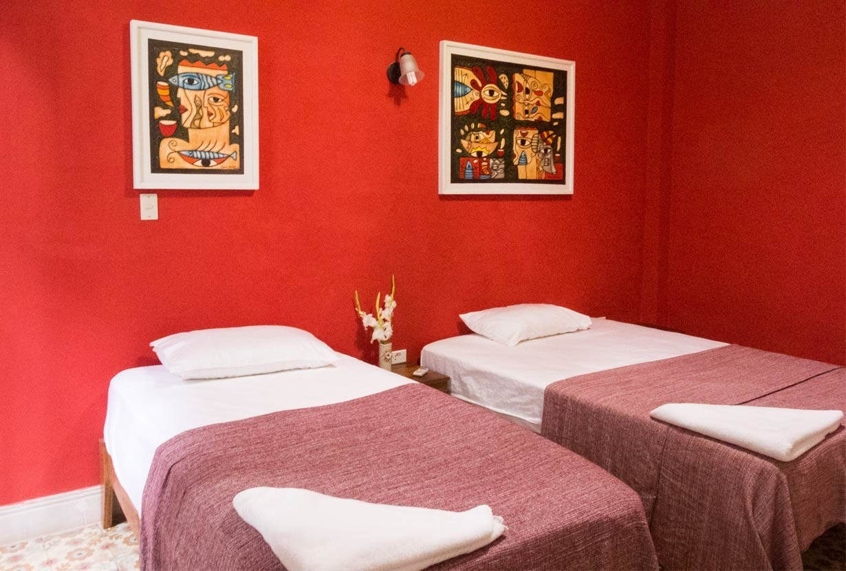 The Red Room in La Gargola guesthouse, Old Havana, Cuba